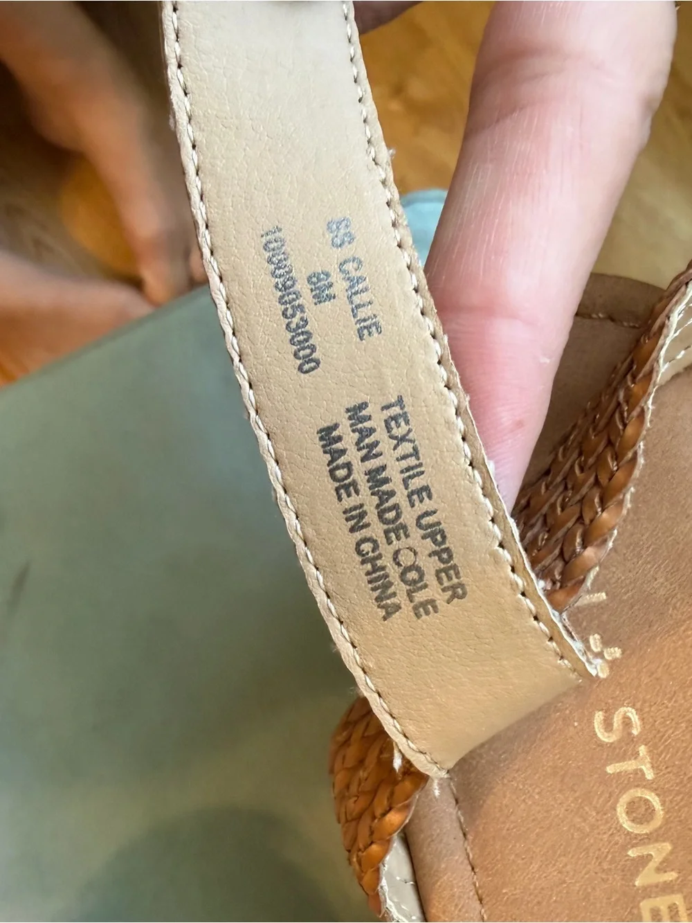 Sun + Stone Tan Braided Strap Wedge Sandals